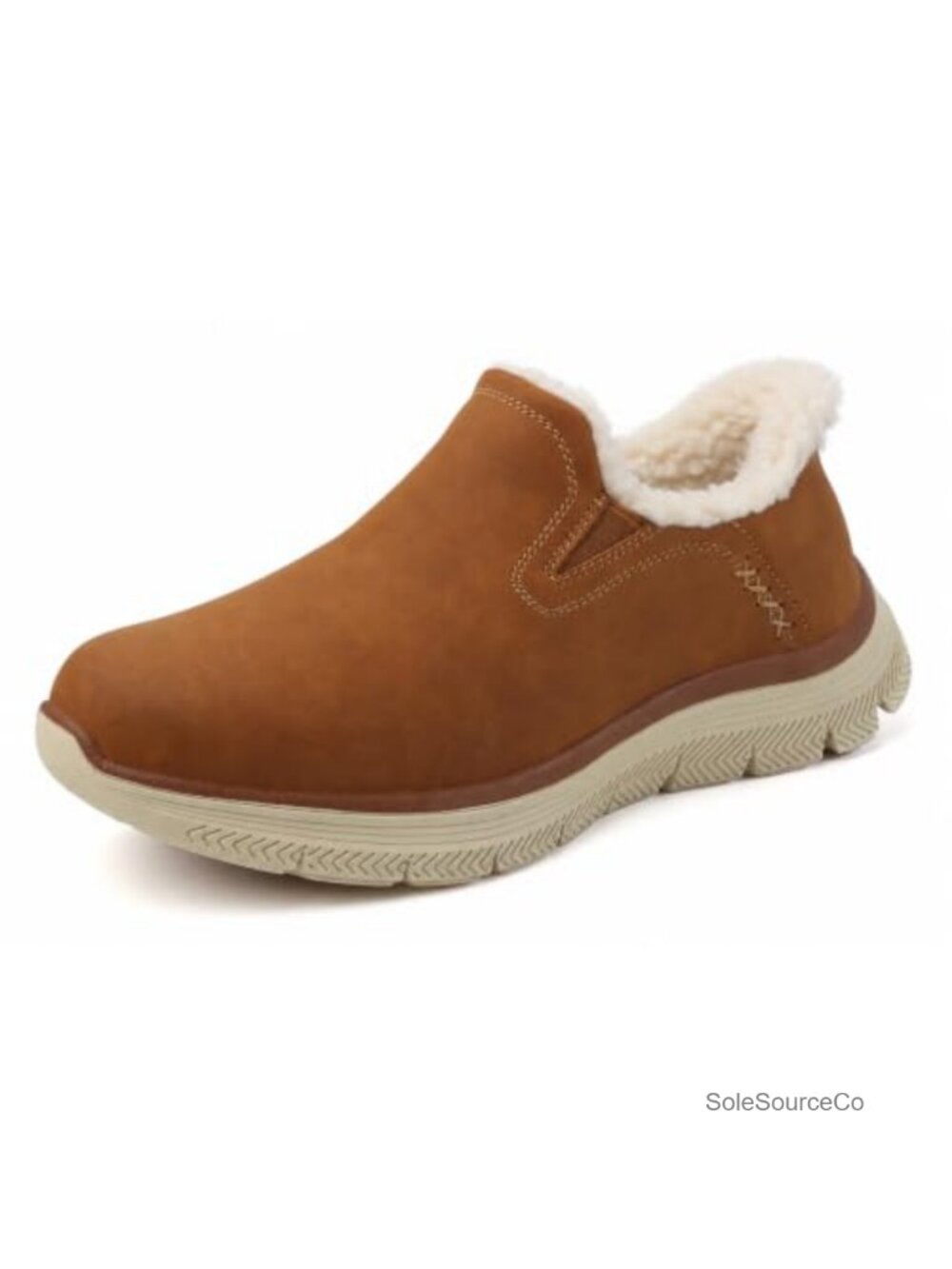 Womens Slip On Winter Ankle Booties Easy Entry Faux Fur Lined